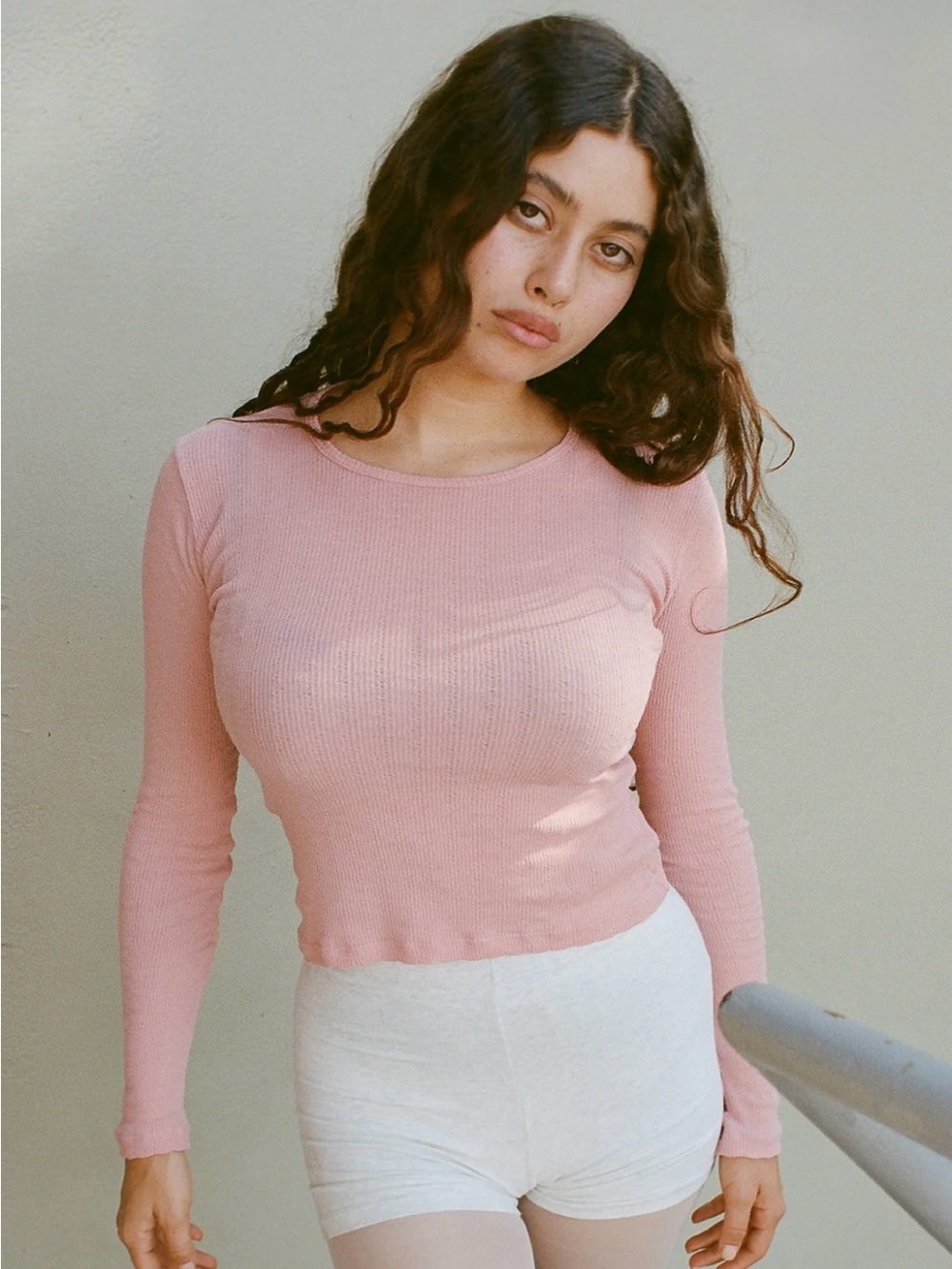 Gil Rodriguez Pointelle Perla Top Long-Sleeve Crewneck